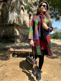 ABIGAIL VERMONT AUTUMN PINOT NOIR PATOLA SILK PATCHWORK KANTHA JACKET
