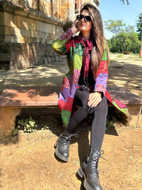 ABIGAIL VERMONT AUTUMN PINOT NOIR PATOLA SILK PATCHWORK KANTHA JACKET