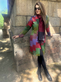 ABIGAIL VERMONT AUTUMN PINOT NOIR PATOLA SILK PATCHWORK KANTHA JACKET