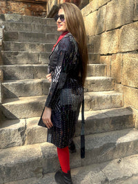 ALLISON VERMONT AUTUMN PATOLA SILK PATCHWORK KANTHA TRENCH COAT