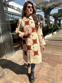 AMANDA VERMONT AUTUMN PINWHEEL PURE SILK PATCHWORK QUILTED JACKET