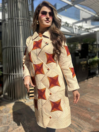 AMANDA VERMONT AUTUMN PINWHEEL PURE SILK PATCHWORK QUILTED JACKET