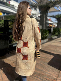 AMANDA VERMONT AUTUMN PINWHEEL PURE SILK PATCHWORK QUILTED JACKET