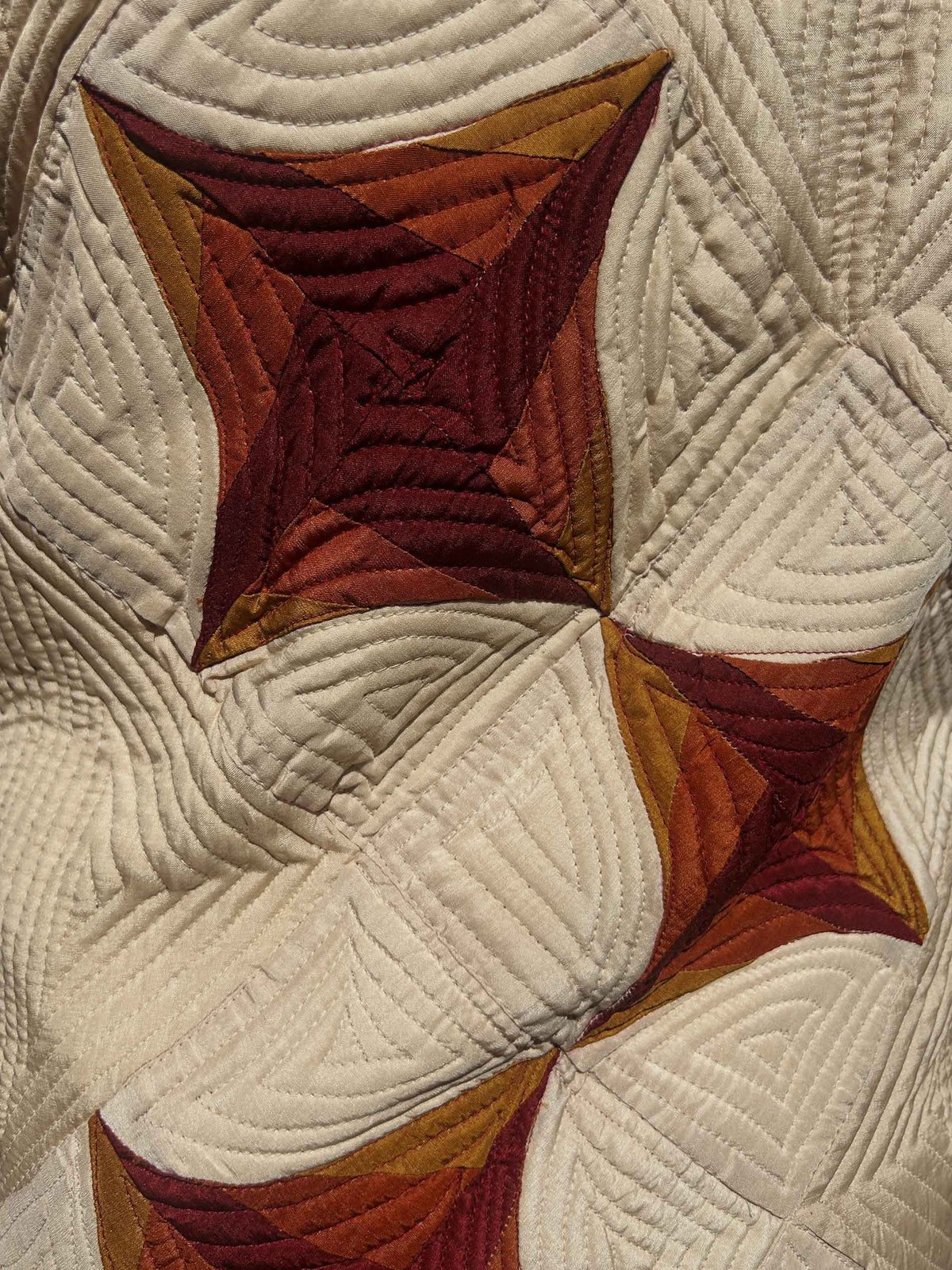 AMANDA VERMONT AUTUMN PINWHEEL PURE SILK PATCHWORK QUILTED JACKET