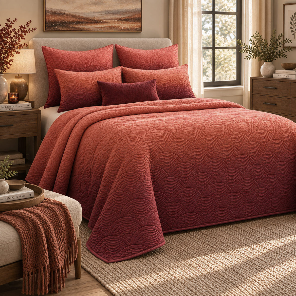 AARON NORTHERN LIGHTS - FESTIVE COLLECTION OMBRE QUILTED BEDCOVER SET