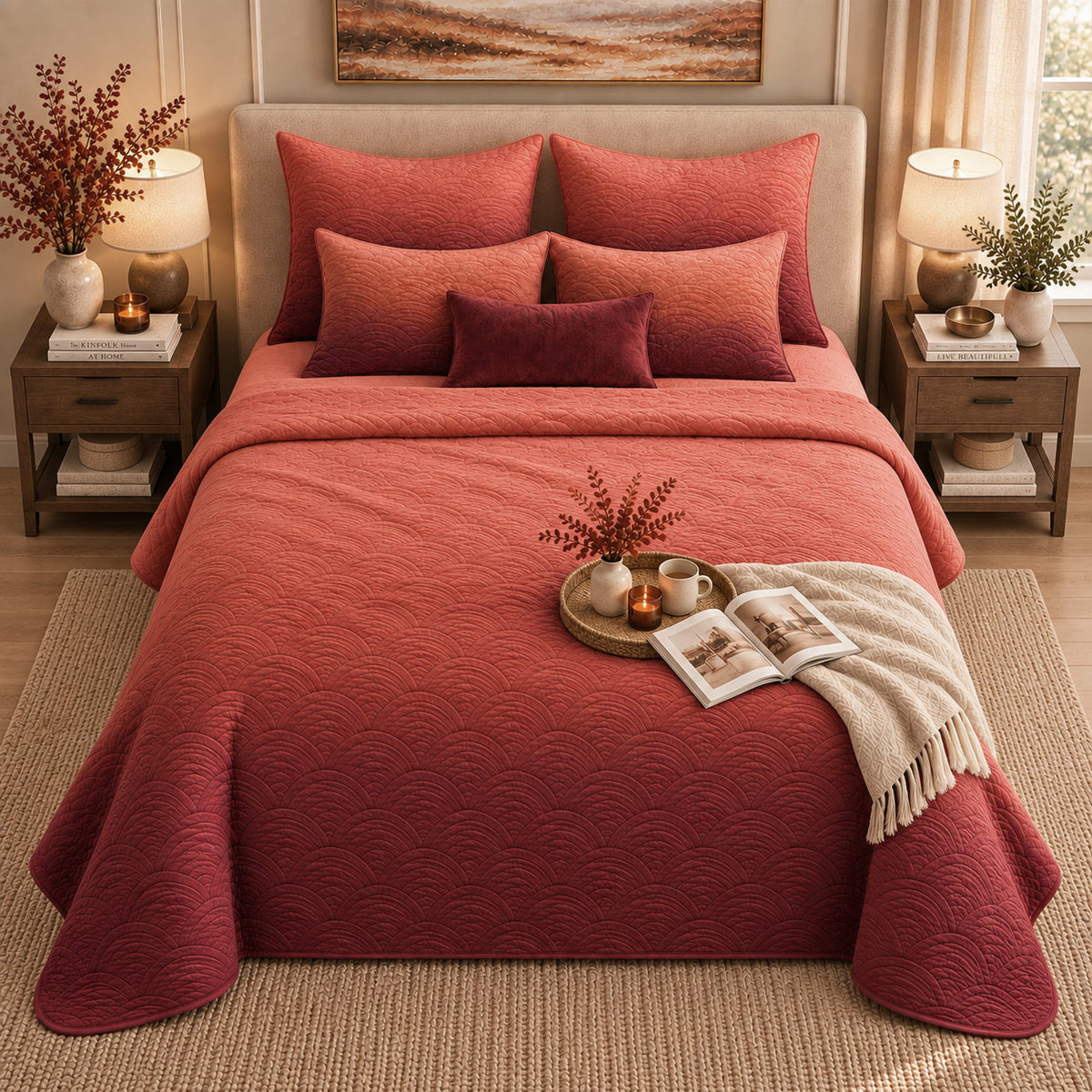 AARON NORTHERN LIGHTS - FESTIVE COLLECTION OMBRE QUILTED BEDCOVER SET