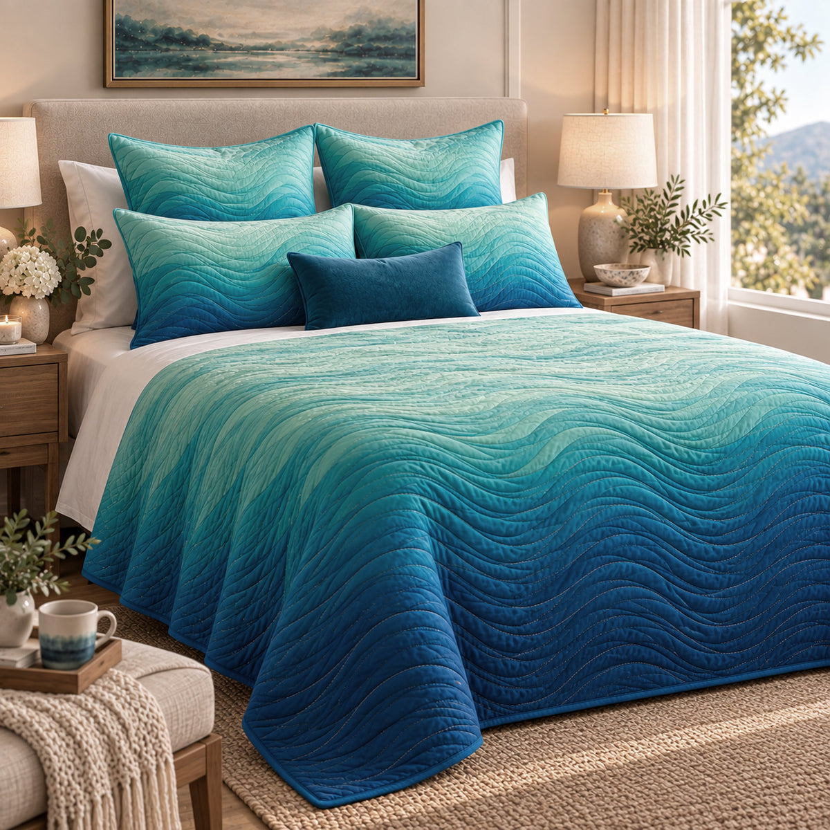 ALEX NORTHERN LIGHTS - FESTIVE COLLECTION OMBRE QUILTED BEDCOVER SET