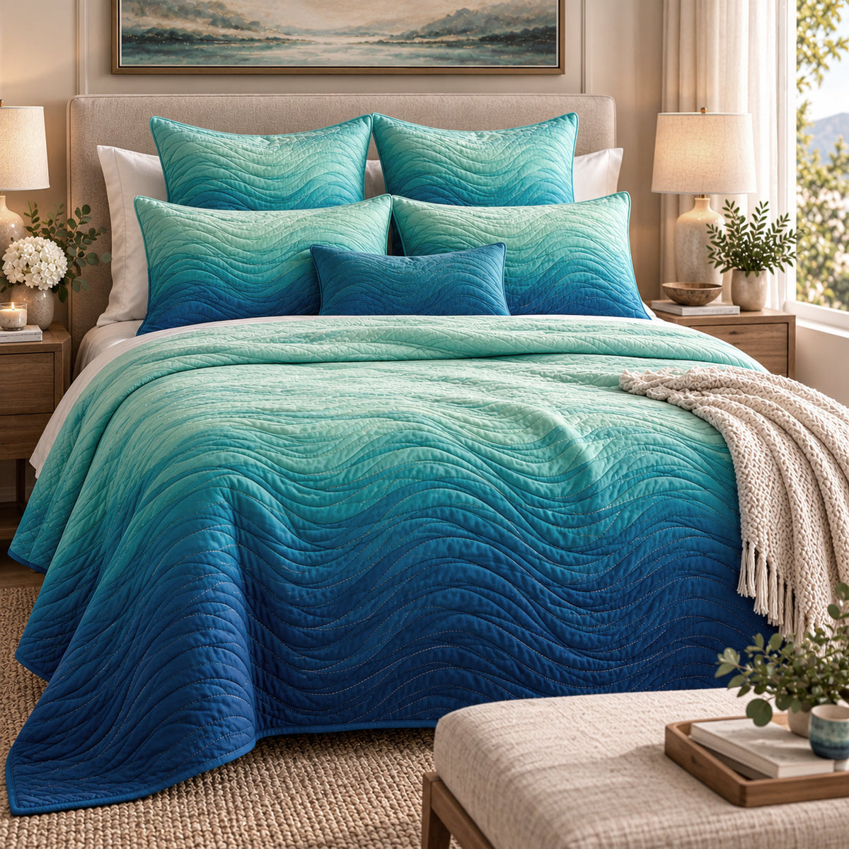 ALEX NORTHERN LIGHTS - FESTIVE COLLECTION OMBRE QUILTED BEDCOVER SET