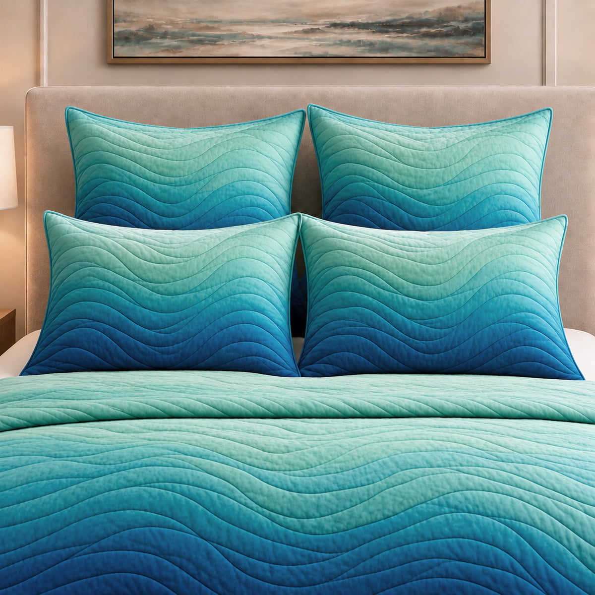 ALEX NORTHERN LIGHTS - FESTIVE COLLECTION OMBRE QUILTED BEDCOVER SET