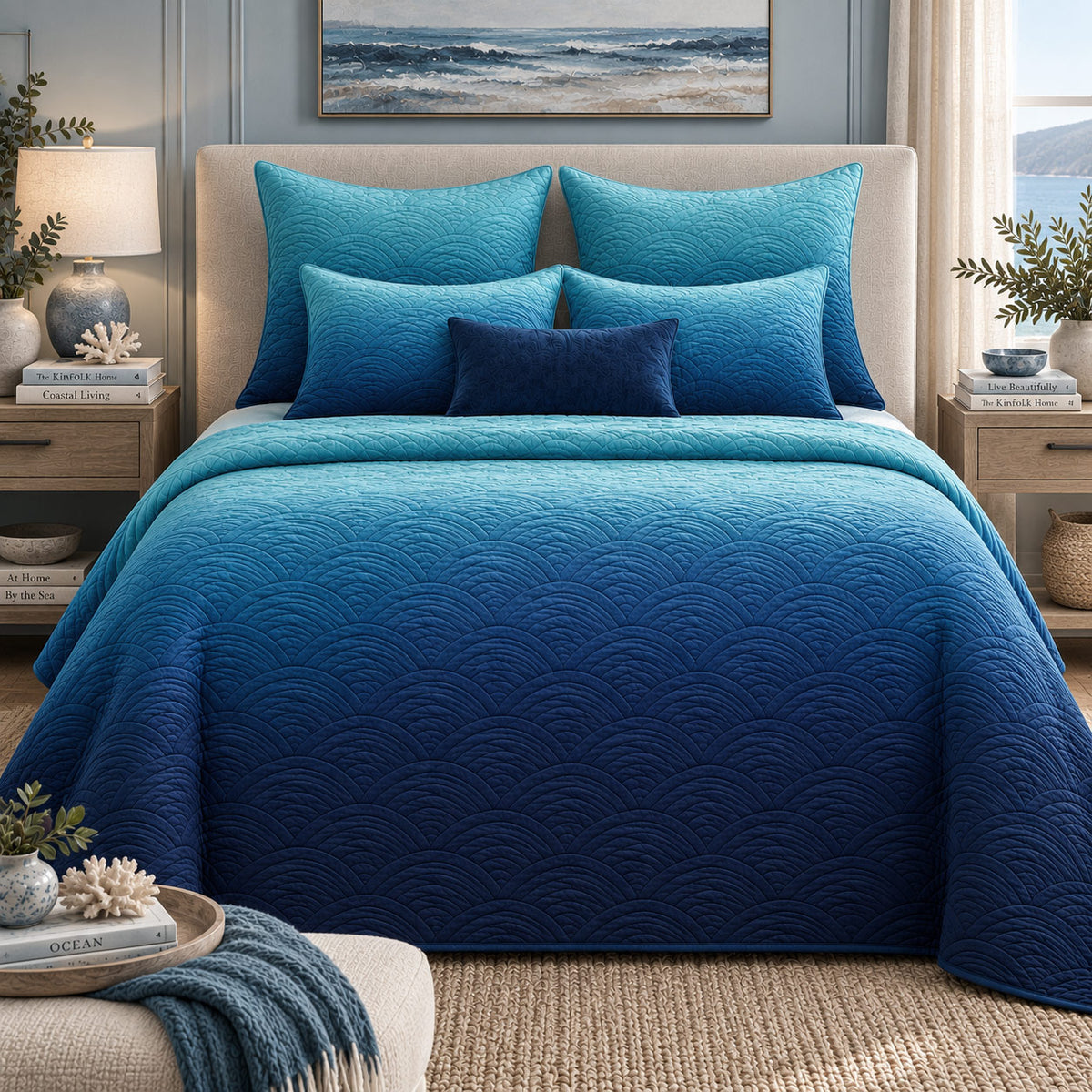 ALEXIS NORTHERN LIGHTS - FESTIVE COLLECTION OMBRE QUILTED BEDCOVER SET