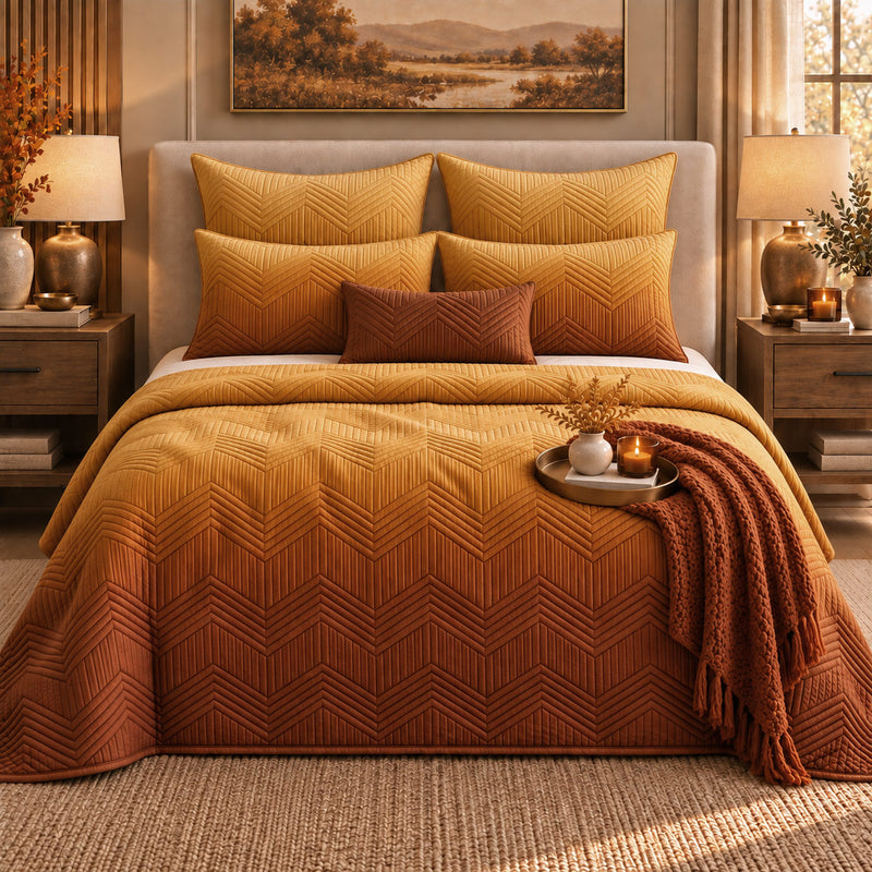 ANDRE NORTHERN LIGHTS - FESTIVE COLLECTION OMBRE QUILTED BEDCOVER SET