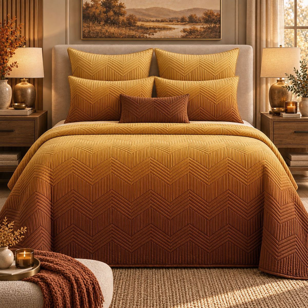 ANDRE NORTHERN LIGHTS - FESTIVE COLLECTION OMBRE QUILTED BEDCOVER SET