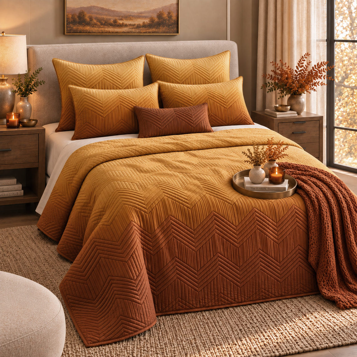 ANDRE NORTHERN LIGHTS - FESTIVE COLLECTION OMBRE QUILTED BEDCOVER SET