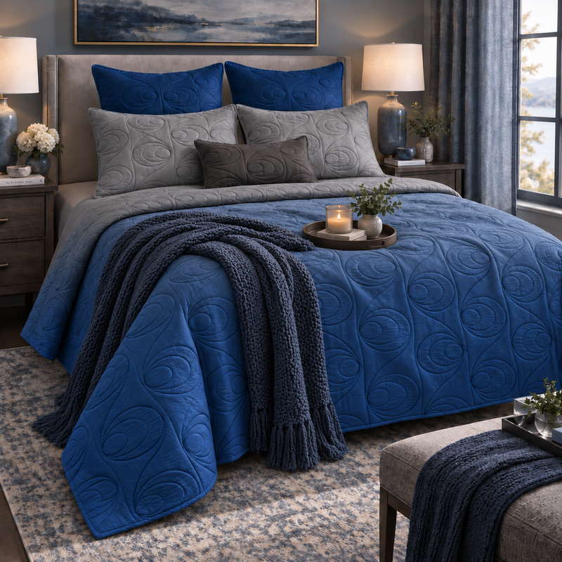 ANDY NORTHERN LIGHTS - FESTIVE COLLECTION OMBRE QUILTED BEDCOVER SET