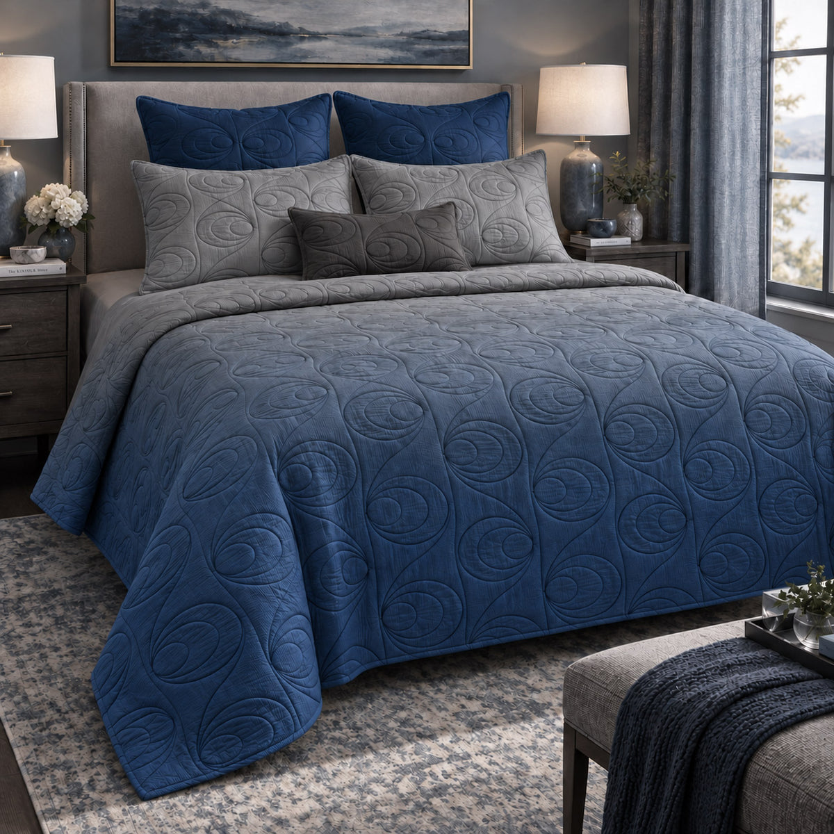 ANDY NORTHERN LIGHTS - FESTIVE COLLECTION OMBRE QUILTED BEDCOVER SET
