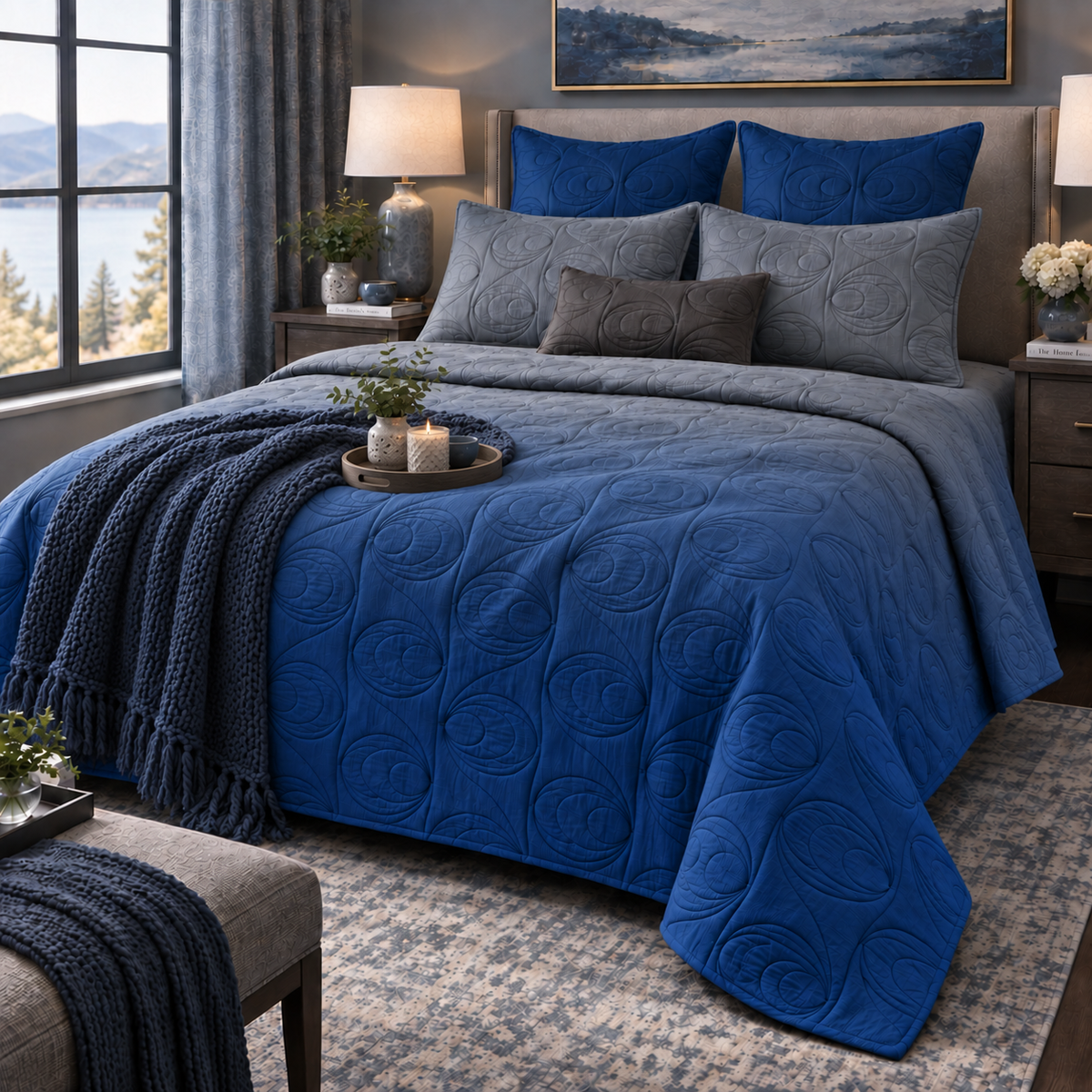 ANDY NORTHERN LIGHTS - FESTIVE COLLECTION OMBRE QUILTED BEDCOVER SET
