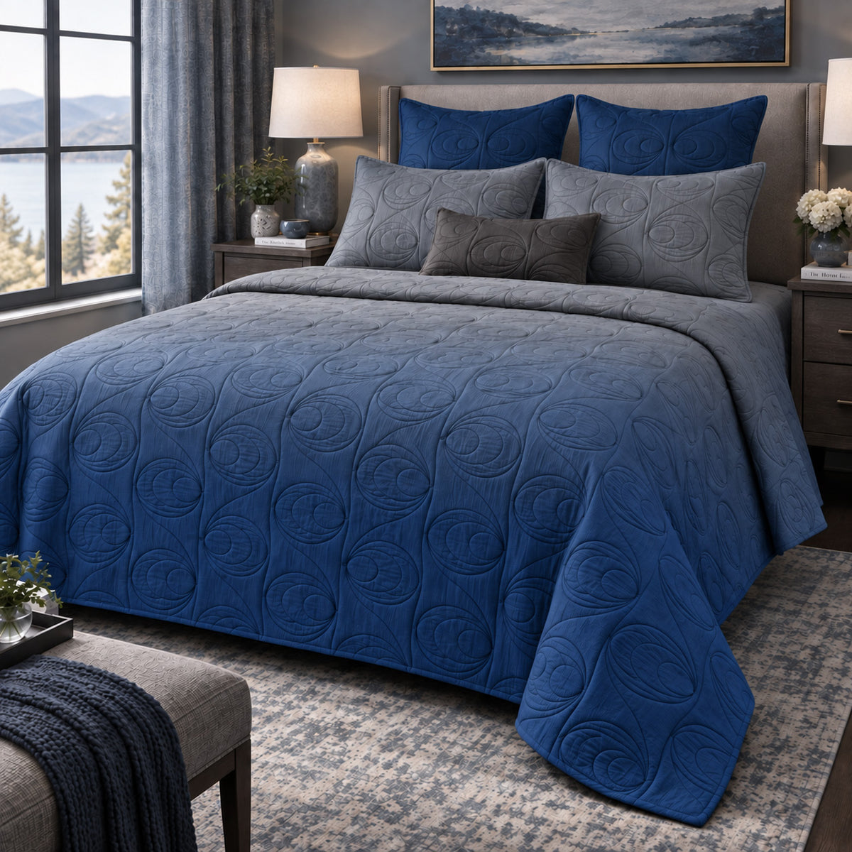 ANDY NORTHERN LIGHTS - FESTIVE COLLECTION OMBRE QUILTED BEDCOVER SET