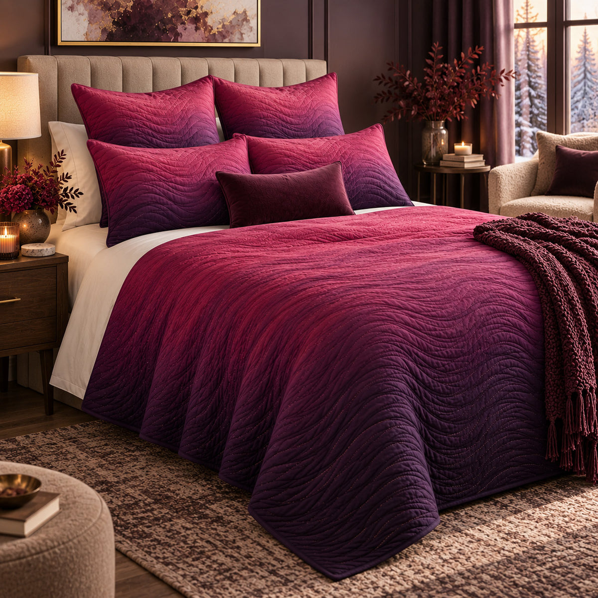 AUSTIN NORTHERN LIGHTS - FESTIVE COLLECTION OMBRE QUILTED BEDCOVER SET