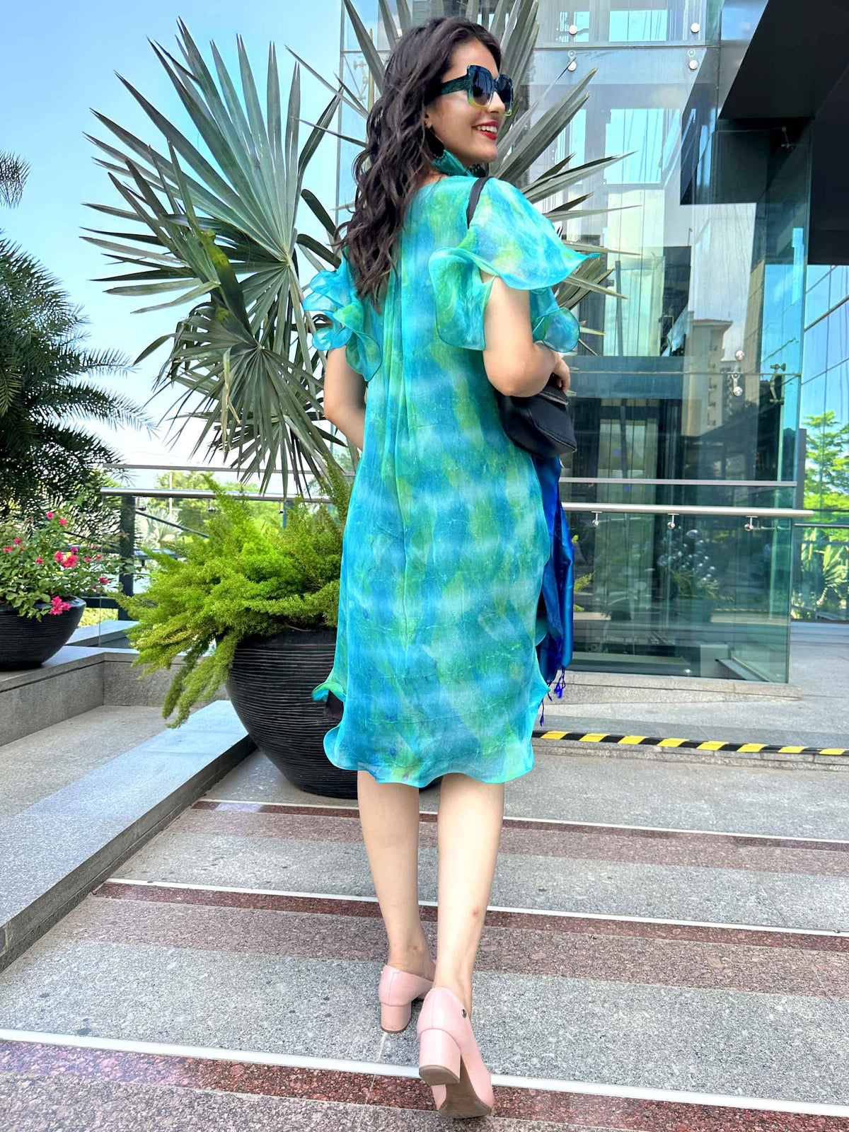 paris chiffon dress Embroidered flower chiffon dress