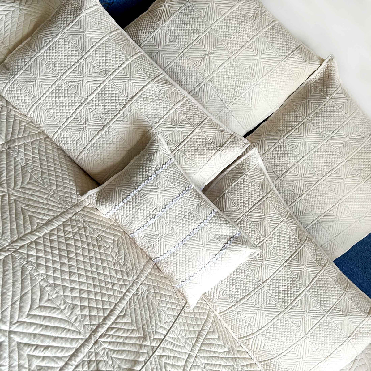 Hazelle Mediterranean Serenity Royal Beige Quilted 6 Piece Bedcover Set ...