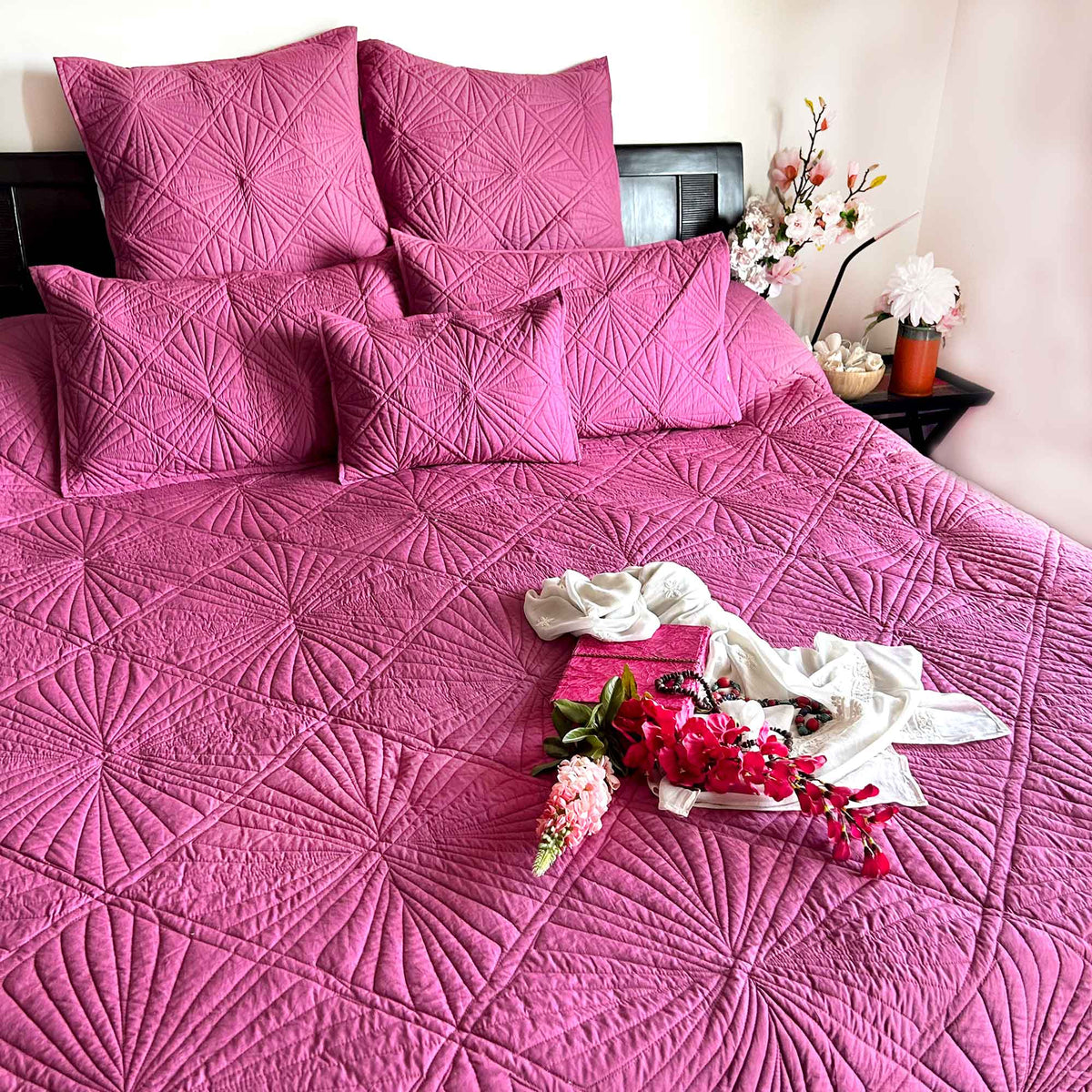 Harmonie Mediterranean Serenity Vintage Wine Quilted 6 Piece Bedcover ...