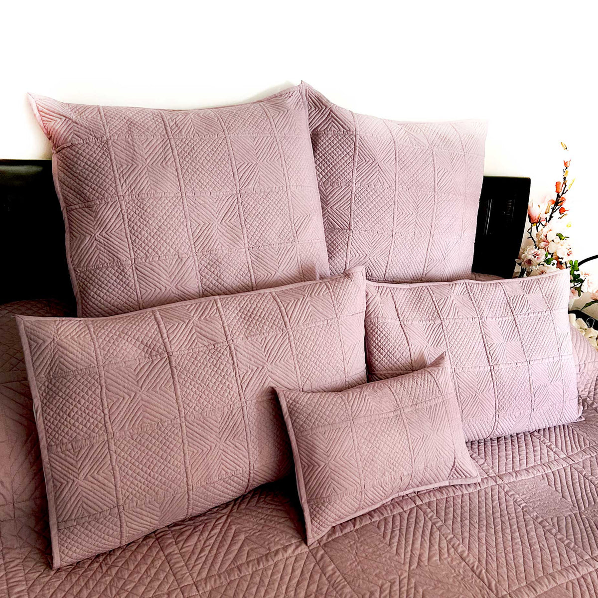 Heather Mediterranean Serenity Rosy Beige Quilted 6 Piece Bedcover Set ...