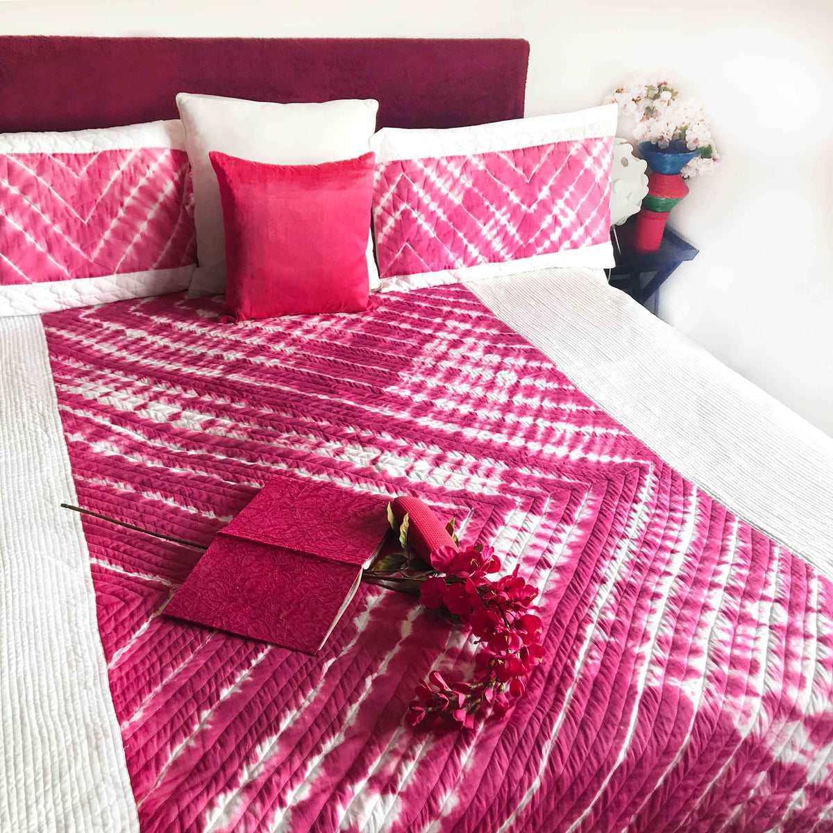CELINE  COLOUR CASCADE SHIBORI SHABANG QUILTED BEDCOVER SET