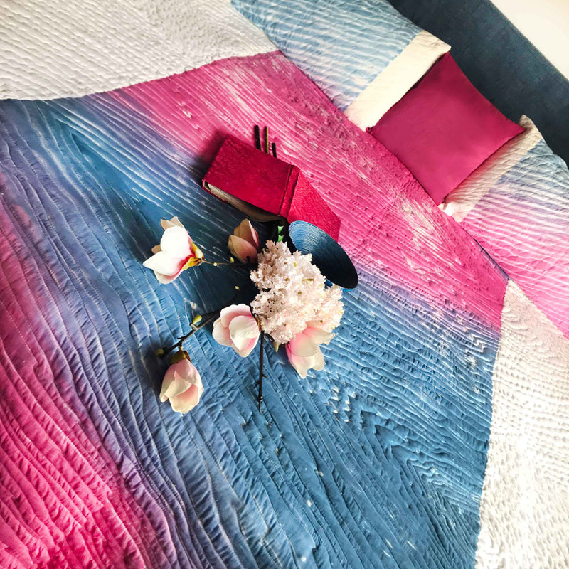 CHELSEA  COLOUR CASCADE SHIBORI SHABANG QUILTED BEDCOVER SET