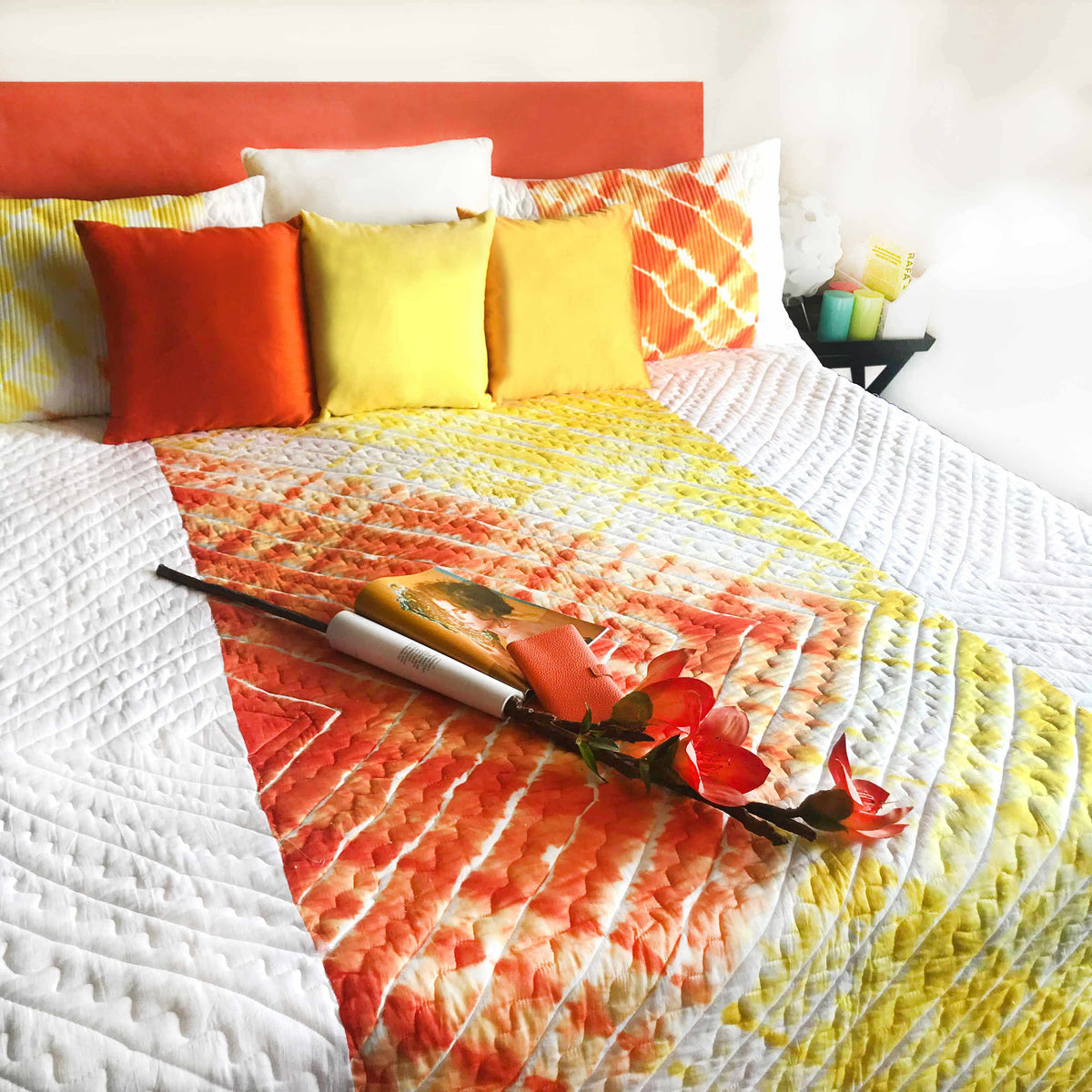 CELESTE  COLOUR CASCADE SHIBORI SHABANG QUILTED BEDCOVER SET