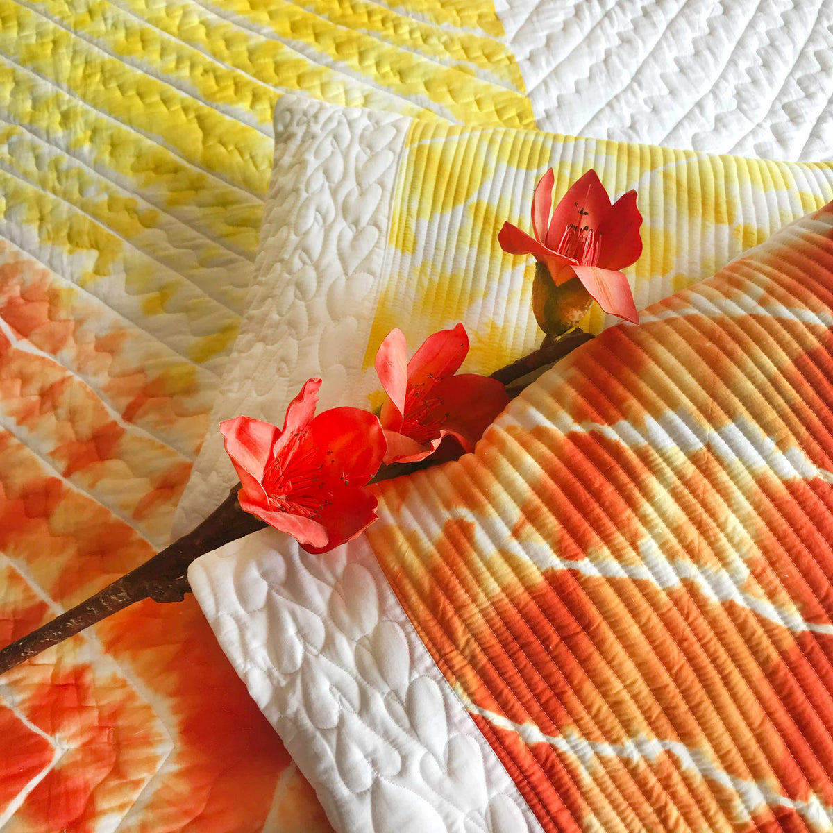 CELESTE  COLOUR CASCADE SHIBORI SHABANG QUILTED BEDCOVER SET