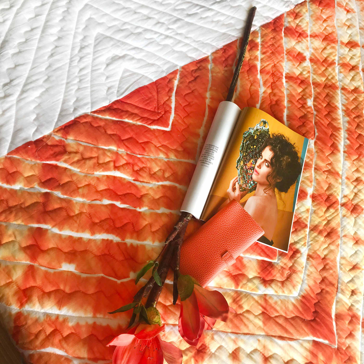 CELESTE  COLOUR CASCADE SHIBORI SHABANG QUILTED BEDCOVER SET