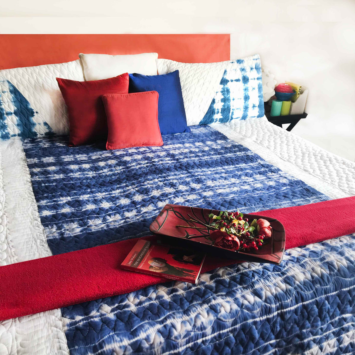 CLARA  COLOUR CASCADE SHIBORI SHABANG QUILTED BEDCOVER SET