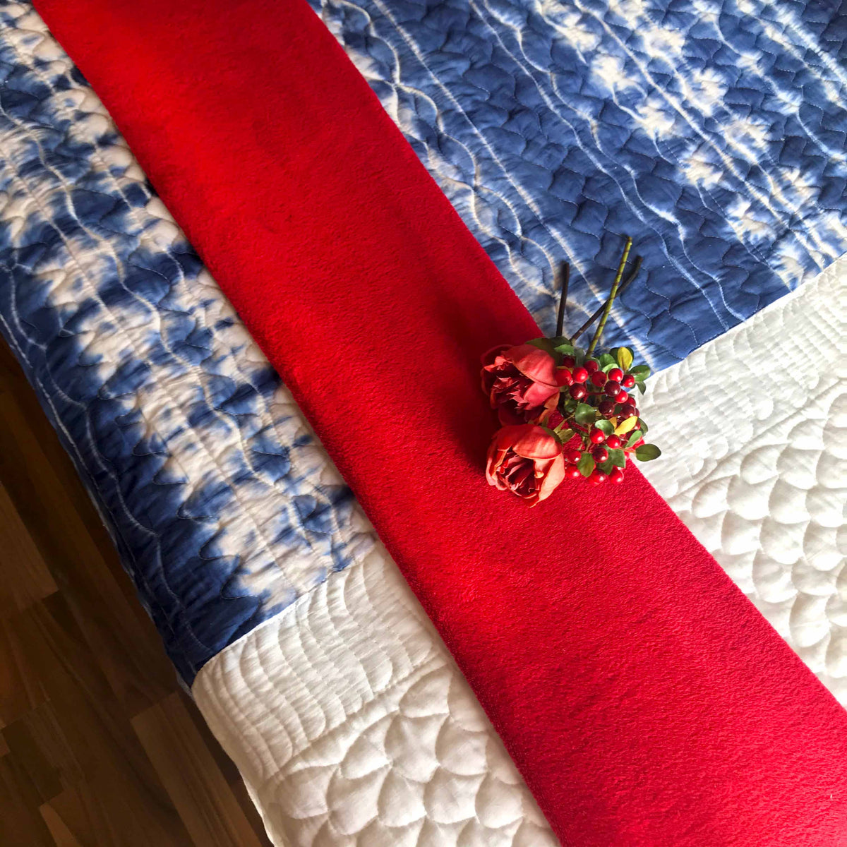 CLARA  COLOUR CASCADE SHIBORI SHABANG QUILTED BEDCOVER SET