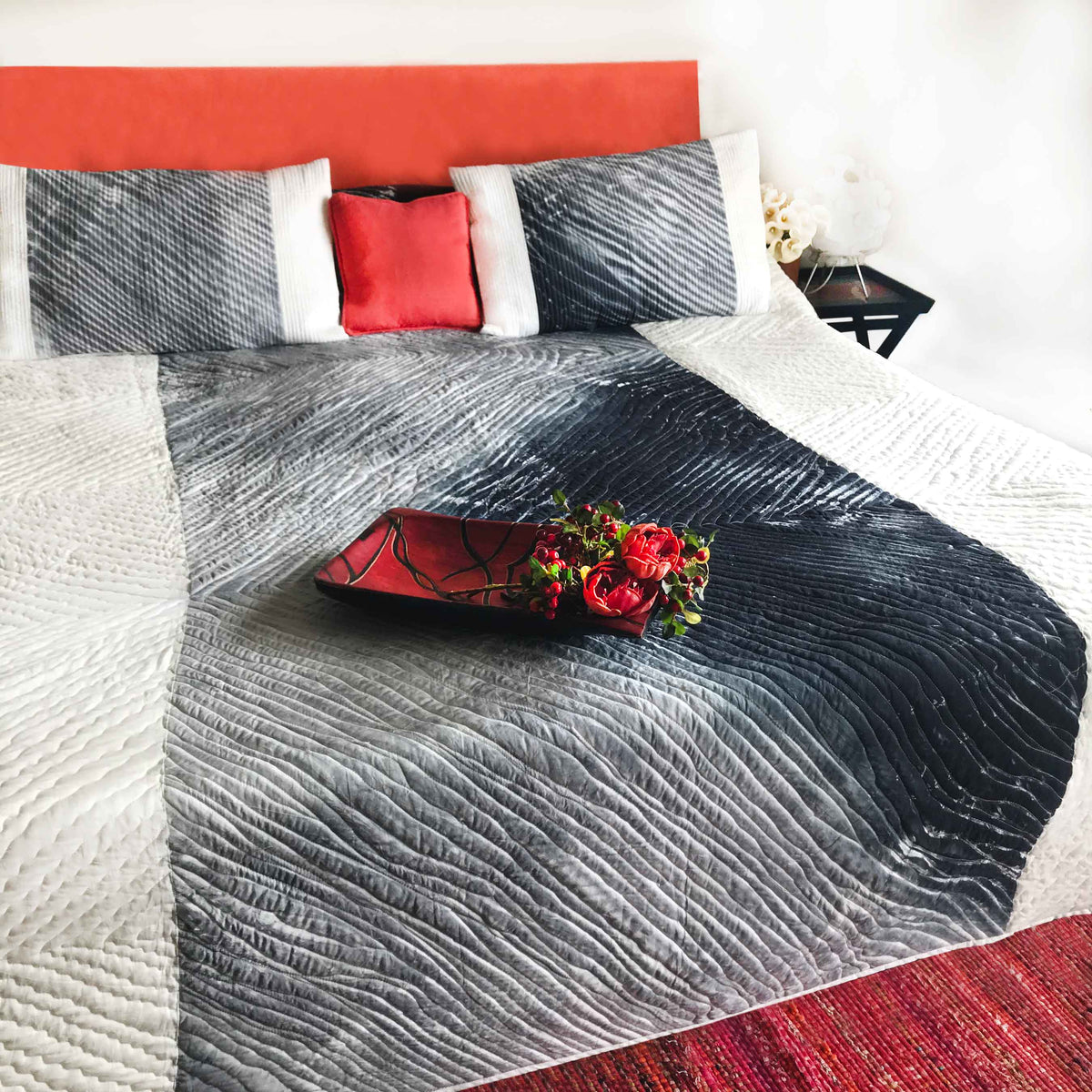 CHIMERA COLOUR CASCADE SHIBORI SHABANG QUILTED BEDCOVER SET