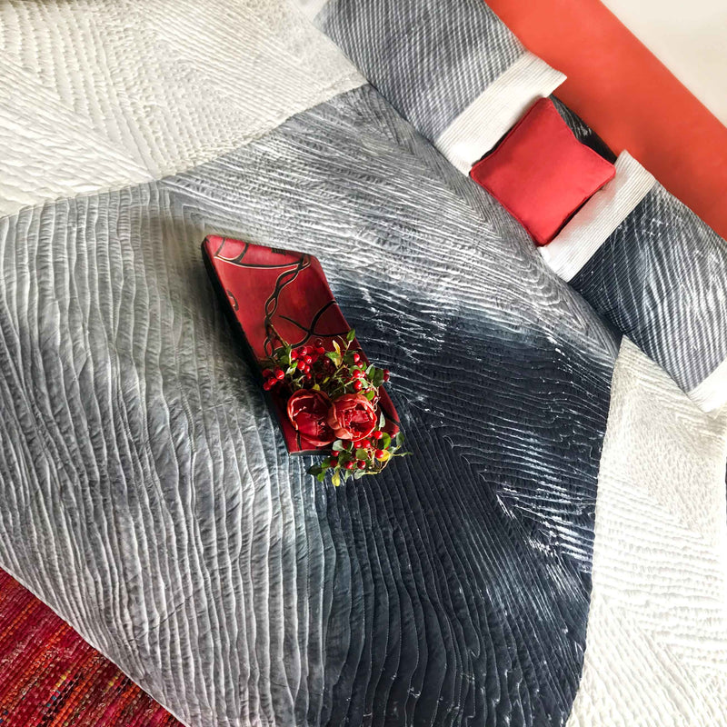 CHIMERA COLOUR CASCADE SHIBORI SHABANG QUILTED BEDCOVER SET