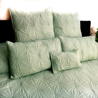 HELENA MEDITERRANEAN SERENITY BLOOMING GREEN QUILTED 6 PIECE BEDCOVER SET
