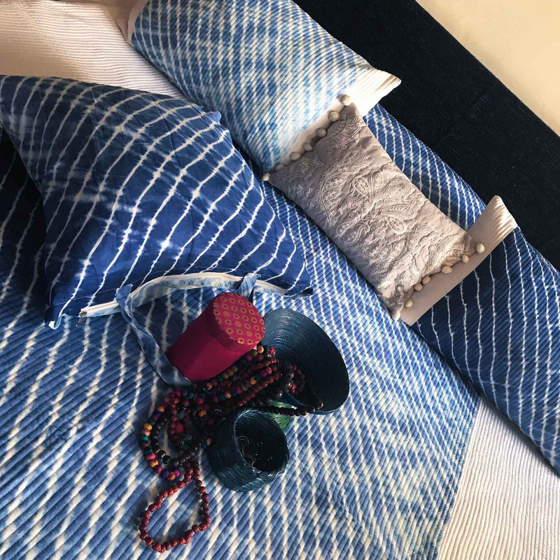 AZURINA SHIBORI SHABANG QUILTED BEDCOVER SET