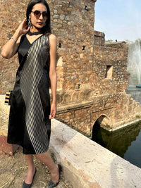 CLARA ANSEL ADAMS INSPIRED SILK BROCADE PATCHWORK LONG DRESS