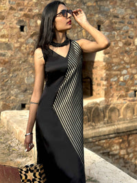 CLARA ANSEL ADAMS INSPIRED SILK BROCADE PATCHWORK LONG DRESS
