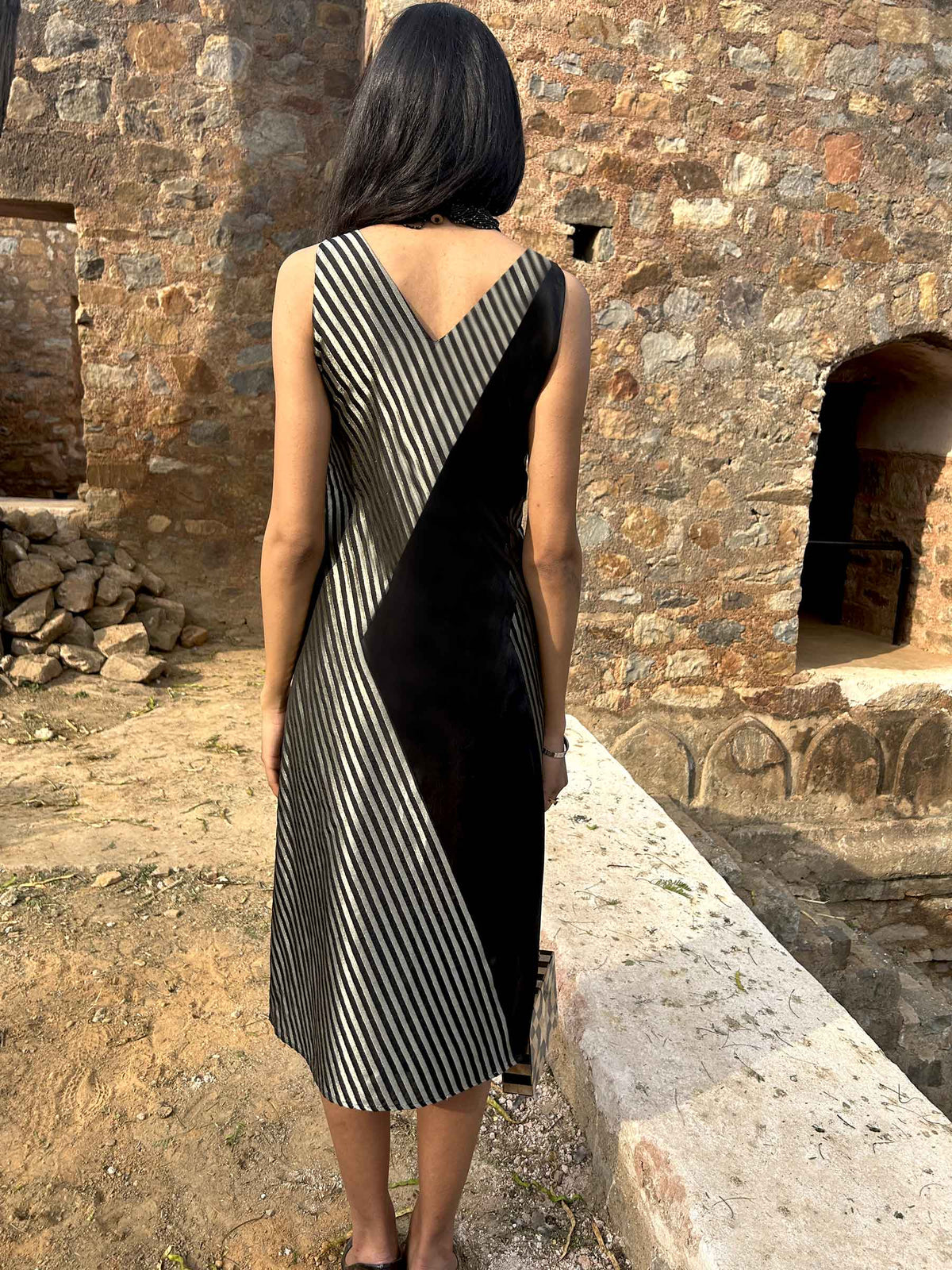 CLARA ANSEL ADAMS INSPIRED SILK BROCADE PATCHWORK LONG DRESS