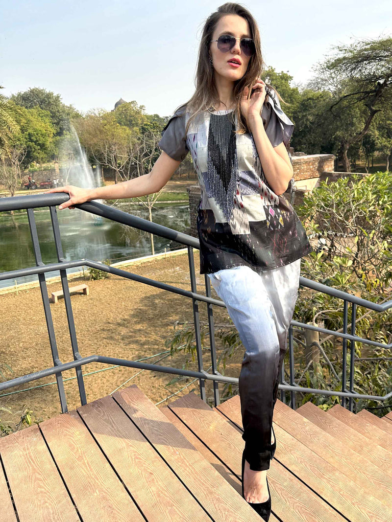 CECILIA ANSEL ADAMS INSPIRED PATOLA SILK PATCHWORK CO-ORD SET