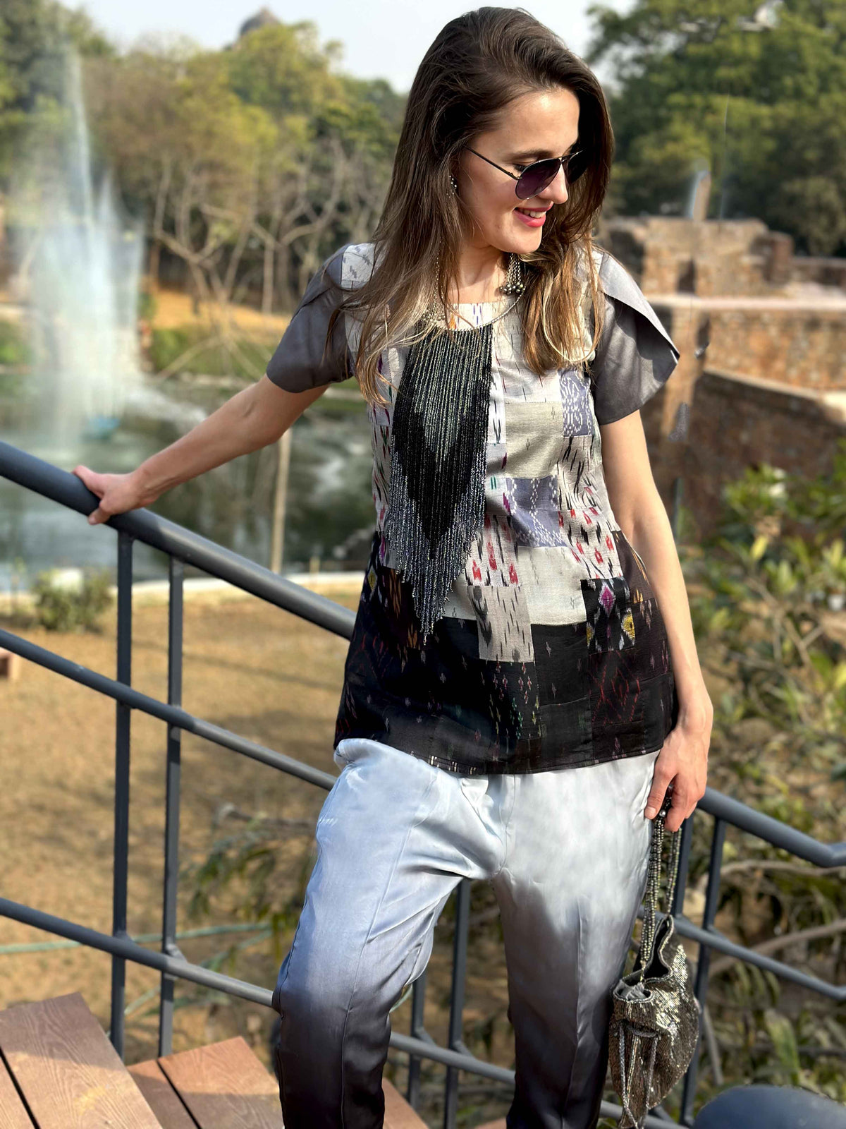 CECILIA ANSEL ADAMS INSPIRED PATOLA SILK PATCHWORK CO-ORD SET