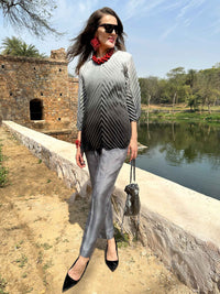 CHELSEA ANSEL ADAMS INSPIRED PURE SILK TESSELLATION TUNIC SET