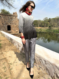 CHELSEA ANSEL ADAMS INSPIRED PURE SILK TESSELLATION TUNIC SET