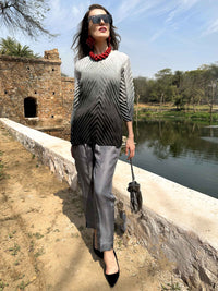 CHELSEA ANSEL ADAMS INSPIRED PURE SILK TESSELLATION TUNIC SET