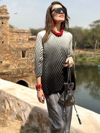 CHELSEA ANSEL ADAMS INSPIRED PURE SILK TESSELLATION TUNIC SET