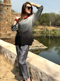CHELSEA ANSEL ADAMS INSPIRED PURE SILK TESSELLATION TUNIC SET