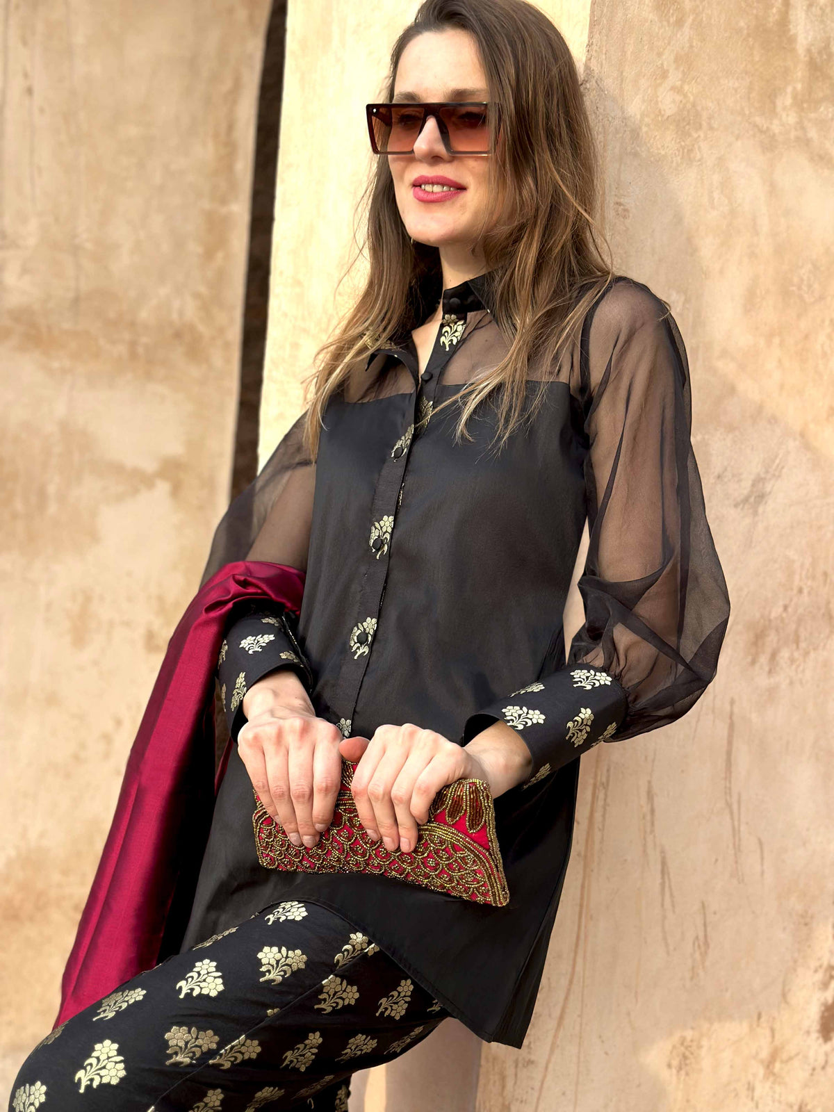 CYNTHIA ANSEL ADAMS INSPIRED BROCADE CO-ORD SET