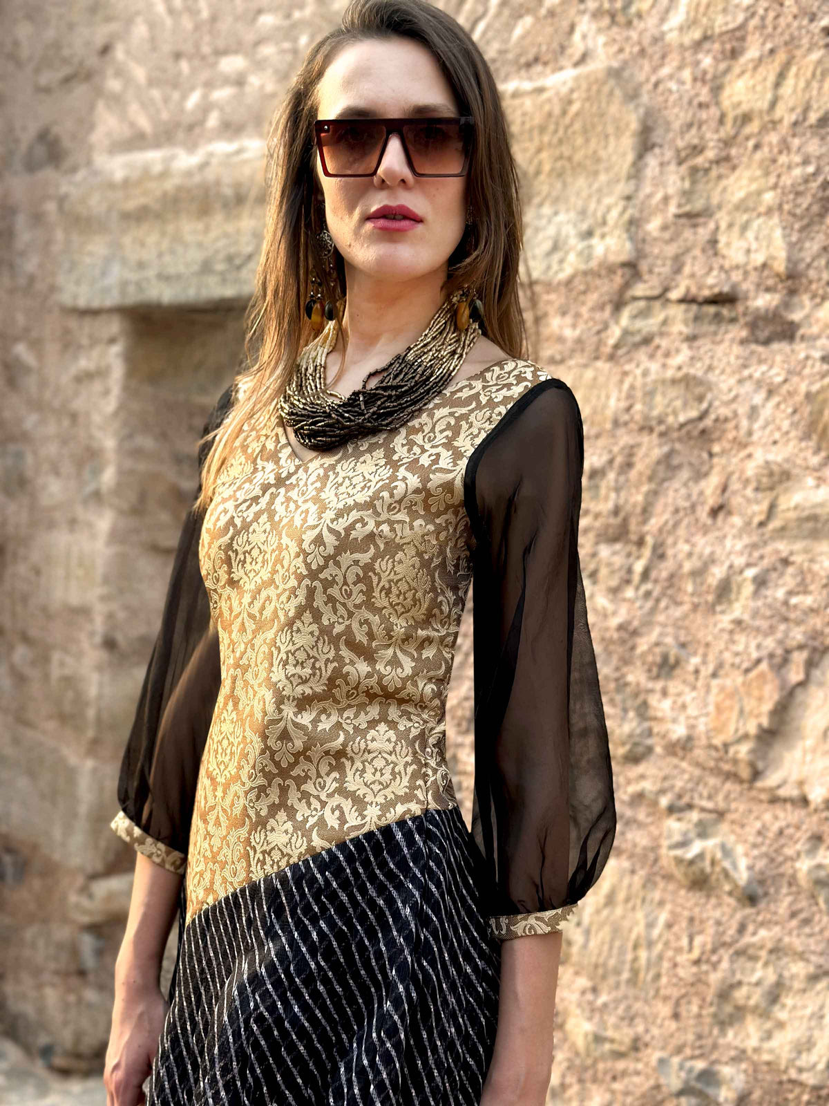 CLARISSA ANSEL ADAMS INSPIRED BROCADE DRESS
