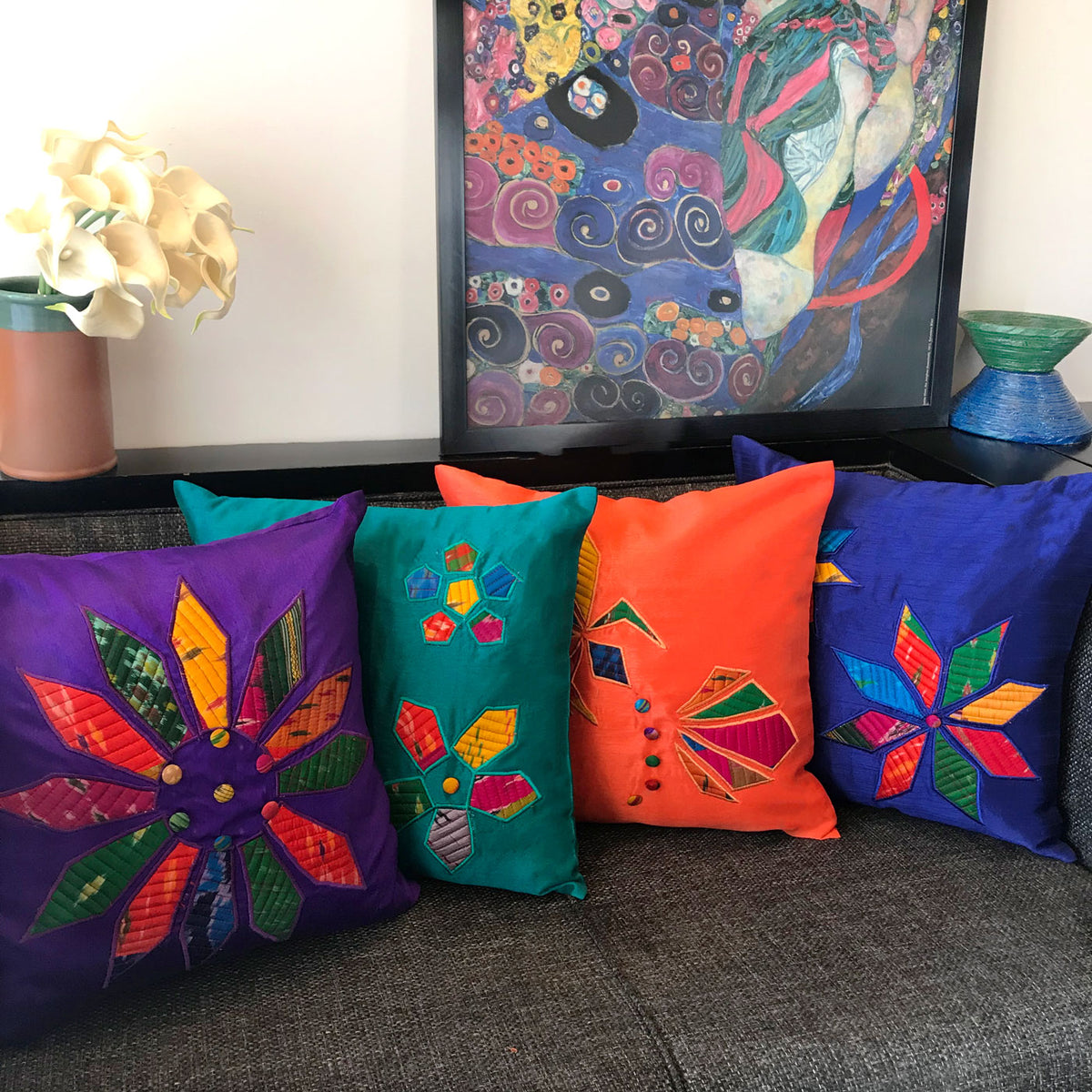 EVELYNN SALZBURG SPRING APPLIQUE CUSHION COVER SET